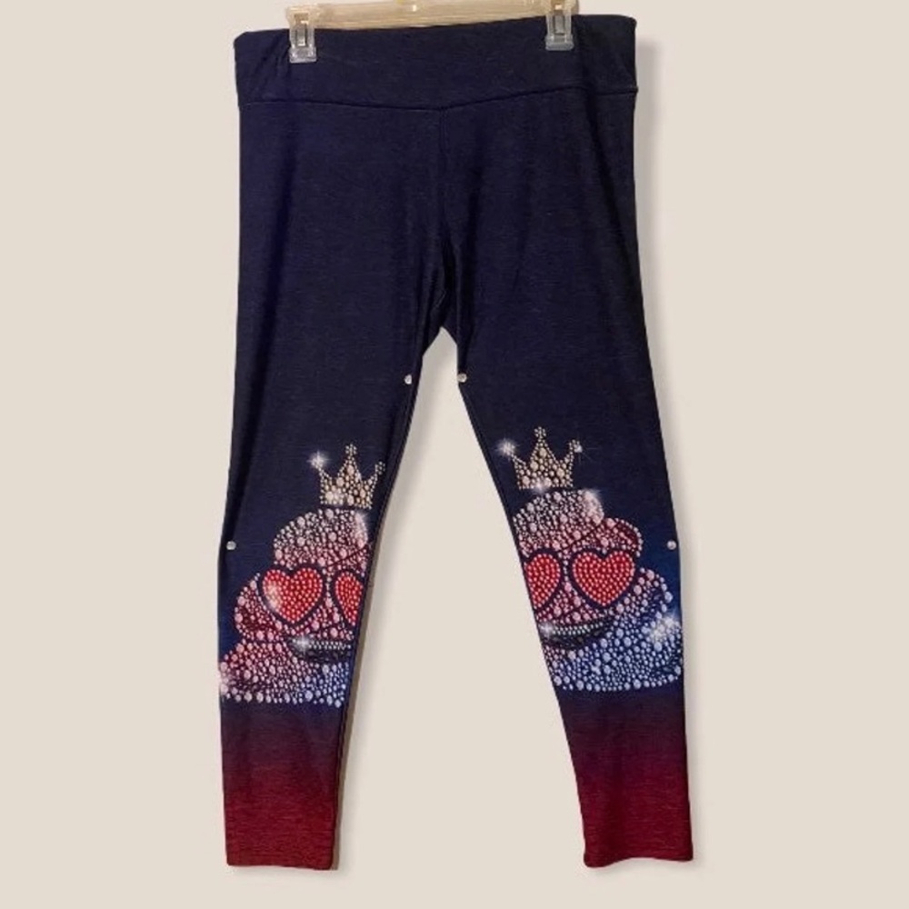 Blue And Pink Leggings With Poop Emoji